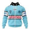 NRL Cronulla-Sutherland Sharks Custom Name Number 2023 Home Jersey Zip Up Hoodie