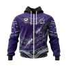 NRL Melbourne Storm Custom Name Number Indigenous Mascot Zip Up Hoodie