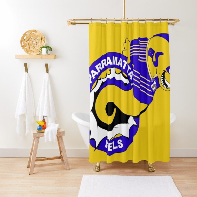 NRL Parramatta Eels Yellow Shower Curtain V2
