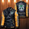 NRL New Zealand Warriors Black Yellow Leather Bomber Jacket