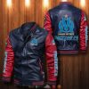 Olympique de Marseille Dark Blue Red Leather Bomber Jacket