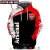 Arsenal FC Custom Name Black Red Zip Up Hoodie