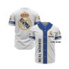Real Madrid Custom Name Blue Ball Baseball Jersey