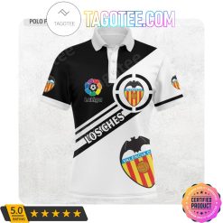 Valencia CF La Liga White Black Polo Shirt