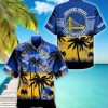 NBA Golden State Warriors Blue Yellow Palm Trees Hawaiian Shirt
