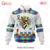 AFL Richmond Tigers Custom Name Number Autism Awareness Pullover Hoodie