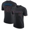 Custom Black Black-Powder Blue T-Shirt