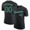 Custom Black Kelly Green-White T-Shirt