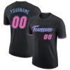 Custom Black Pink-Light Blue T-Shirt