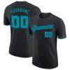 Custom Black Teal-Black T-Shirt