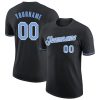Custom Black Light Blue-White T-Shirt