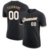 Custom Black White-Old Gold T-Shirt