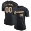 Custom Black Old Gold-White T-Shirt