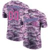 Custom Camo Pink-Light Blue Salute To Service T-Shirt