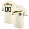 Custom Cream Navy-Gold T-Shirt