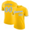 Custom Gold Light Blue-White T-Shirt