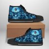 NBA Golden State Warriors Blue Smoke Skull High Top Shoes