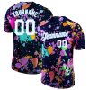 Custom Splashes Graffiti Pattern White-Light Blue 3D T-Shirt