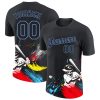 Custom Graffiti Pattern Black-Light Blue 3D T-Shirt