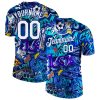 Custom Graffiti Pattern White-Royal 3D T-Shirt