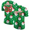 Custom Green Red-White “Christmas” 3D T-Shirt