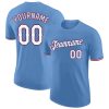 Custom Light Blue White-Red T-Shirt