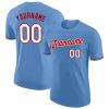 Custom Light Blue White-Red T-Shirt