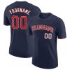 Custom Navy Red-White T-Shirt