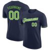 Custom Navy Neon Green-White T-Shirt