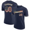 Custom Navy Vintage USA Flag-Cream T-Shirt