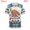 NRL Brisbane Broncos Custom Name Number Autism Awareness T-Shirt