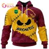 NRL Brisbane Broncos Custom Name Number Halloween Zip Up Hoodie