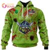 NRL Canberra Raiders Custom Name Number Halloween Jersey Zip Up Hoodie