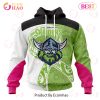 NRL Canberra Raiders Custom Name Number Fight Cancer Pullover Hoodie