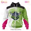 NRL Canberra Raiders Custom Name Number Fight Cancer Zip Up Hoodie