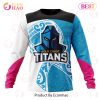 NRL Gold Coast Titans Custom Name Number Fight Cancer Sweatshirt