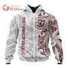 NRL Manly Warringah Sea Eagles Custom Name Number Polynesian Zip Up Hoodie