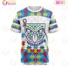 NRL New Zealand Warriors Custom Name Number Autism Awareness T-Shirt
