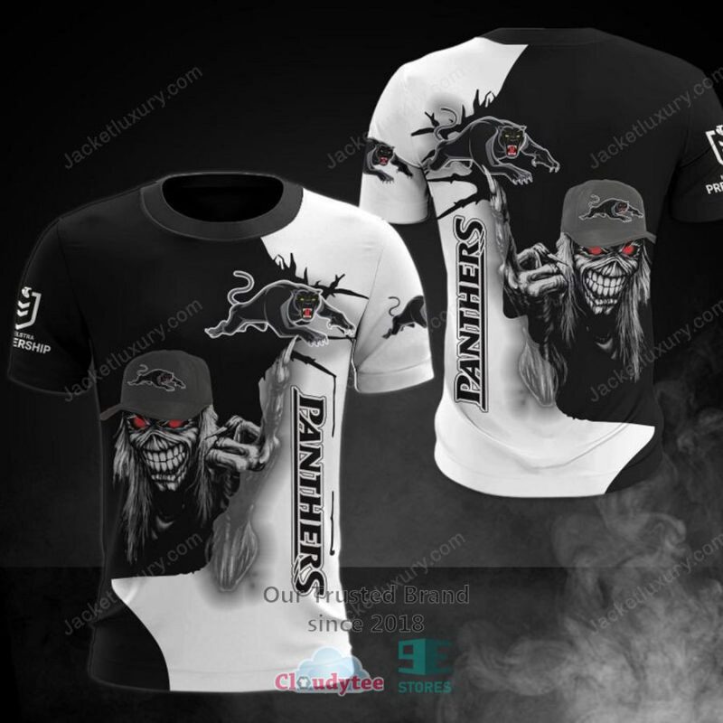 NRL Penrith Panthers Black White Iron Maiden T-Shirt