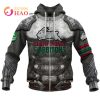 NRL South Sydney Rabbitohs Custom Name Number Armor Zip Up Hoodie