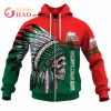 NRL South Sydney Rabbitohs Custom Name Number Native Skull Zip Up Hoodie