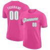 Custom Pink White-Kelly Green T-Shirt