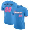 Custom Powder Blue Pink-Black T-Shirt