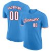 Custom Powder Blue White-Red T-Shirt