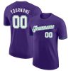 Custom Purple White-Kelly Green T-Shirt