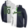 Custom White Navy-Neon Green Split Fashion Sports Pullover Hoodie