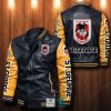 NRL St. George Illawarra Dragons Black Yellow Leather Bomber Jacket
