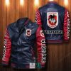 NRL St. George Illawarra Dragons Navy Blue Red Leather Bomber Jacket
