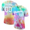 Custom Tie Dye White-Light Blue 3D T-Shirt