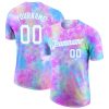 Custom Tie Dye Watercolor Gradient White-Light Blue 3D T-Shirt